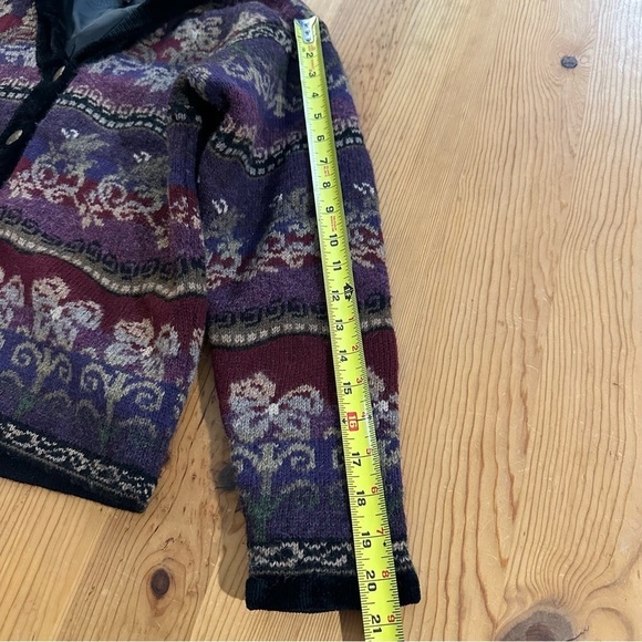 Vintage Icelandic Design Nordic Floral Lined Wool Cardigan Sz Medium - Picture 7 of 8